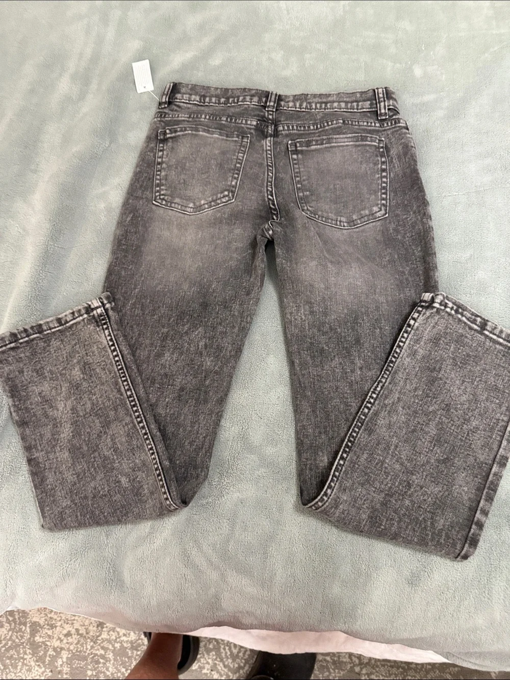 wonder nation Men's Slim Straight Distressed Gray-Black Jeans
